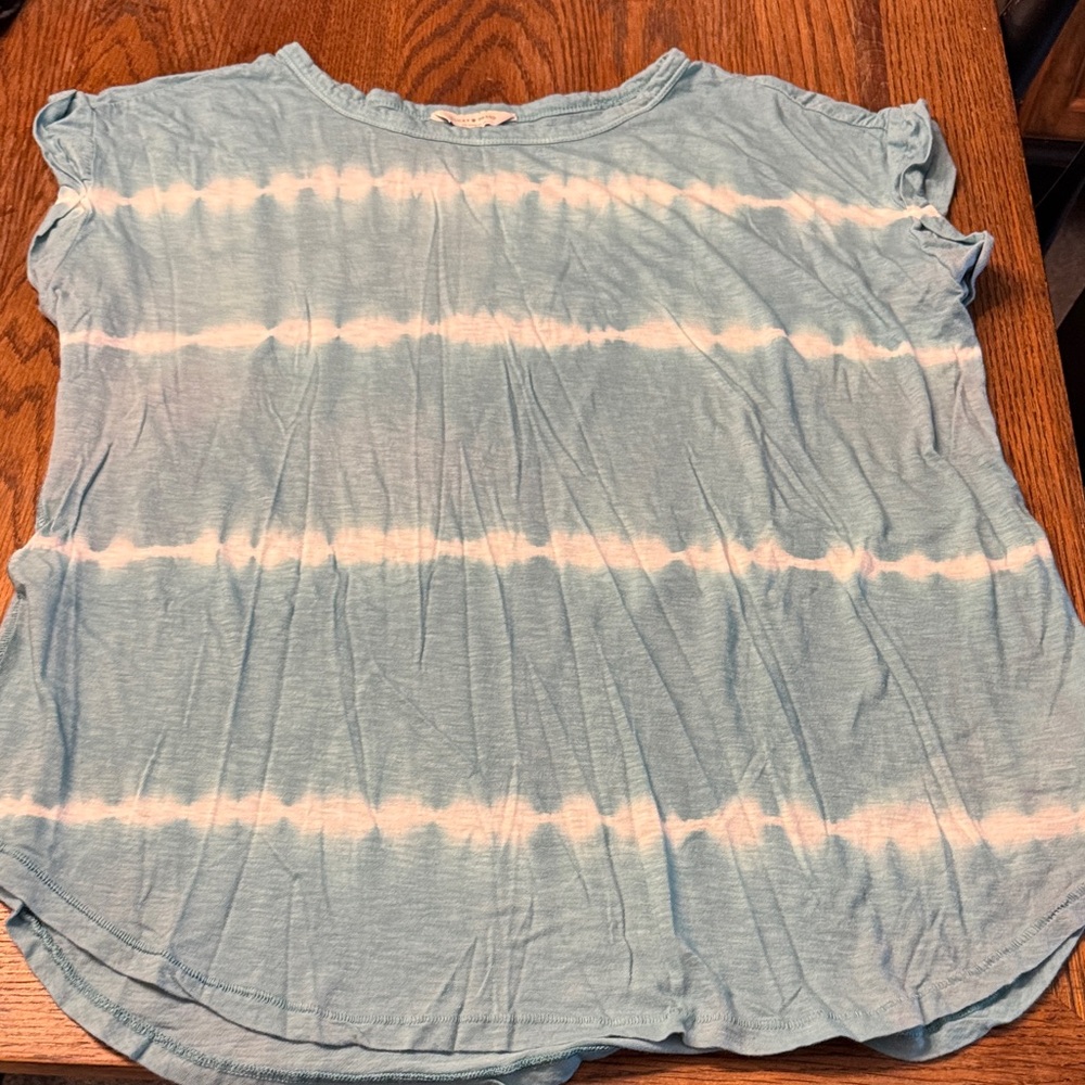 Lucky Brand Sky Blue and Cream Tie-Dye Tee